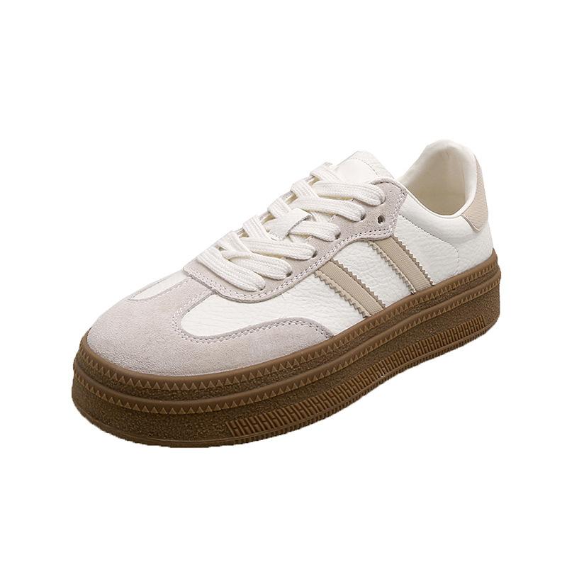 

2025 new leather German training shoes platform casual board shoes sports little white shoes women s splicing versatile Forrest Gump shoes single shoe 35