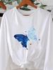(Asian Size) Flower Trend Cute Graphic Tee O-neck Print T Shirt Casual Clothing Women Autumn Winter Spring Fashion Top Long Sleeve T-shirts
