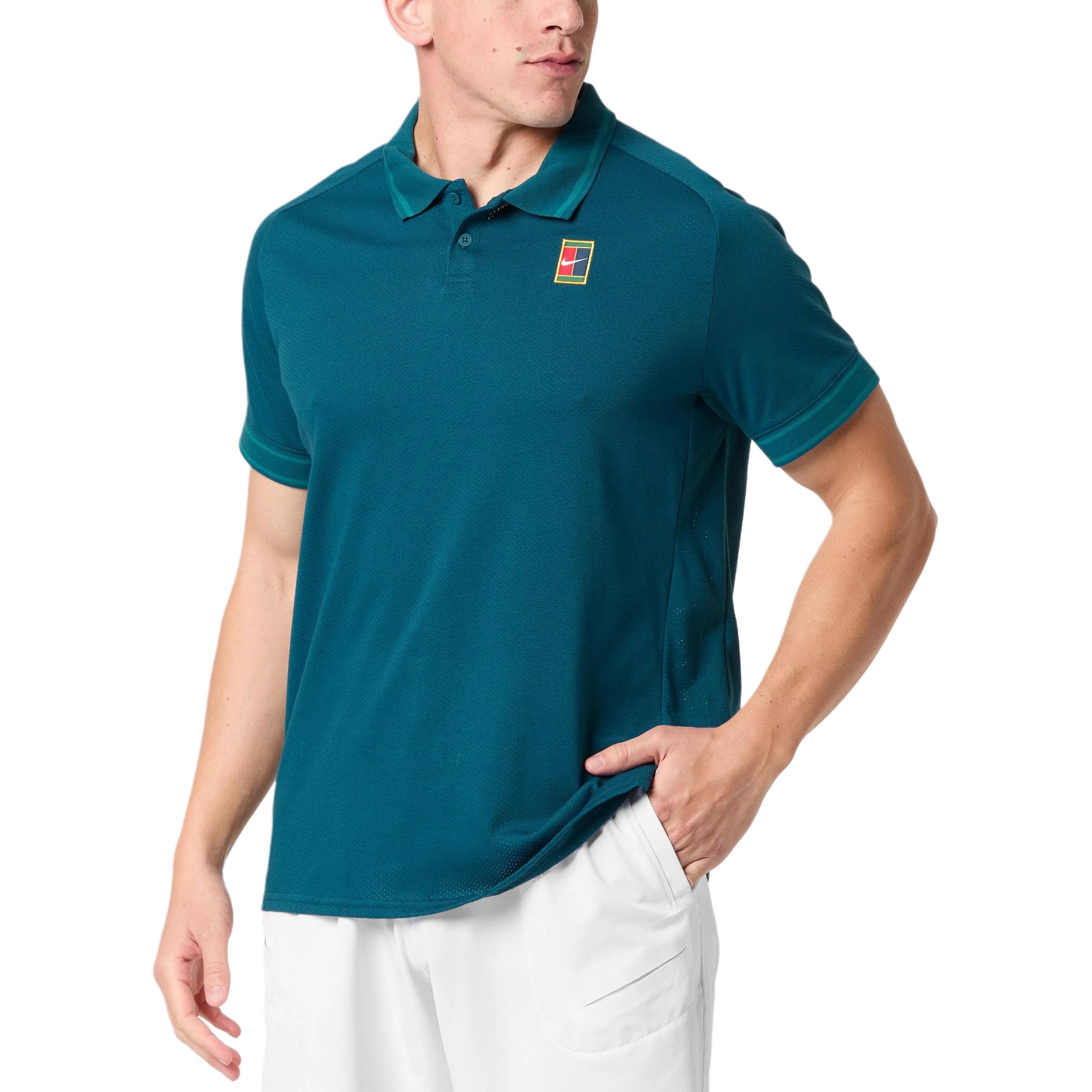 

Nike Solid Color Button Short Sleeve Polo Shirt Men tops Blue FQ2101-415 L