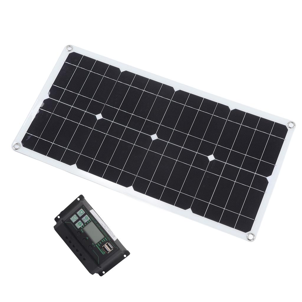 250W Monocrystalline Solar Panel Kit with 10A Charge Controller Dual USB Ports for RV Car Boat Battery Charging