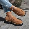 Women's Wide Width Buckle Flats, Platform Low Top Loafers, British Vintage Slip-Ons for Women