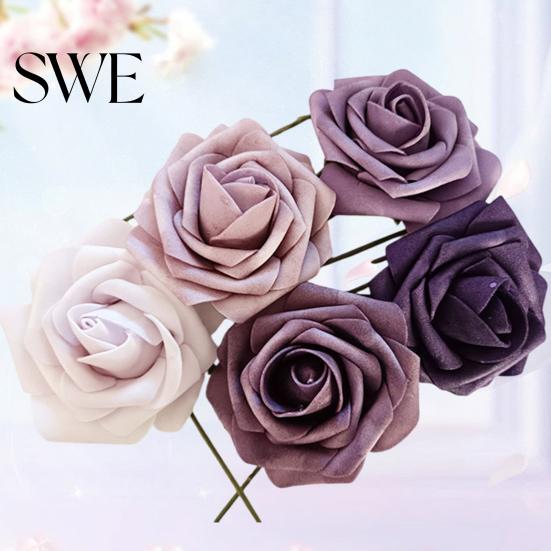 Home Decoration Artificial Roses 1 Box Flowers PE Foam Realistic Dahlia Rose Valentines Day Gift DIY Bridal Bouquets Fake Flower with Flexible