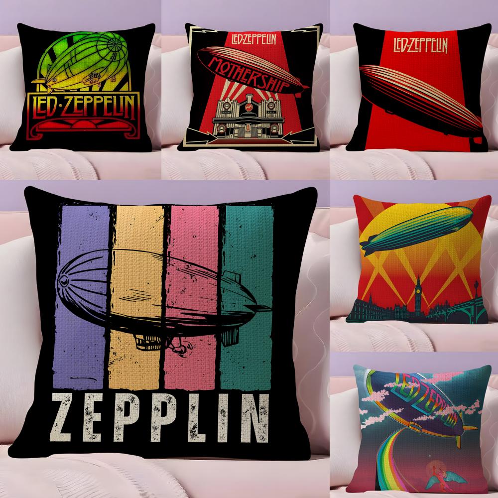 LLed ZeppelinN Band Cushion Cover Natural Linen Pillow Case DoubleSided Print Decorative Sofa Pillowcase Home Decor Gift