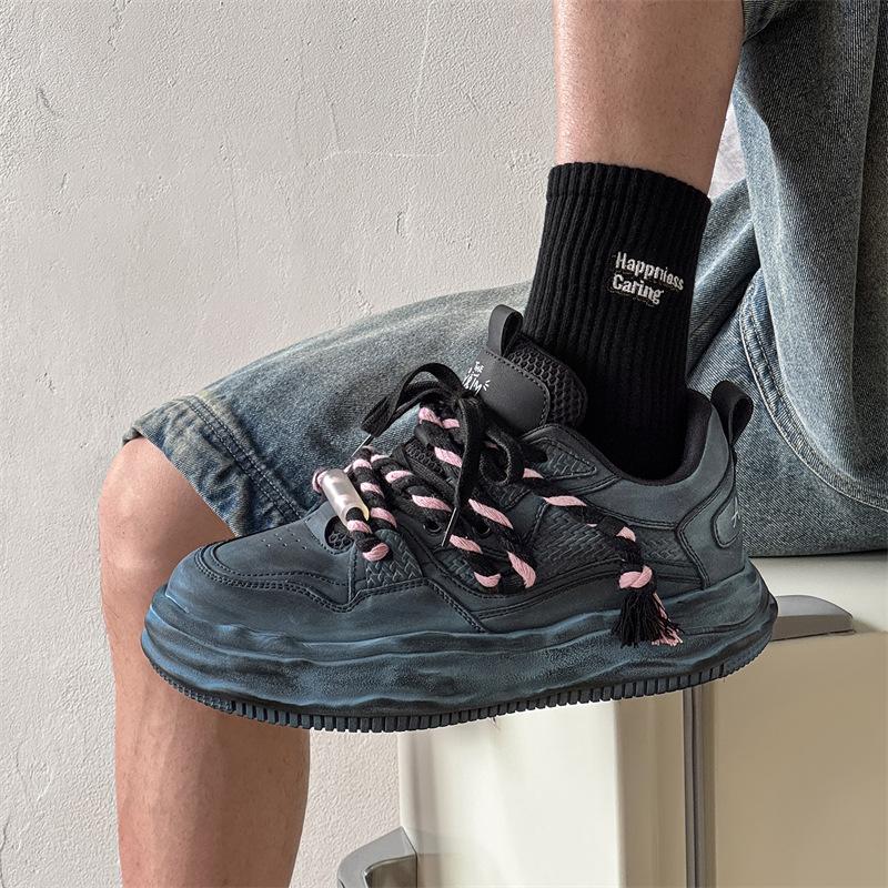 Women Shoes Men Vintage Y2K Dirty White Punk Hip-hop Skateboard Shoes Unisex Fashion Sneakers Couples Outdoor Sports Casual Shoe