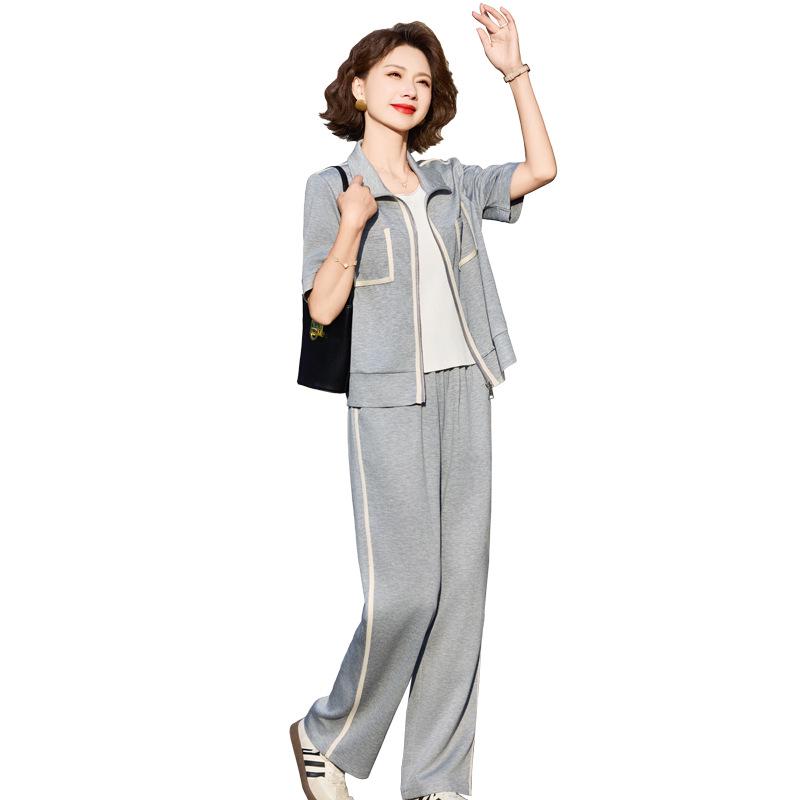 2025 Summer Fashion Sportswear: Casual Two-Piece Jacket Set for Middle-Aged and Elderly Women