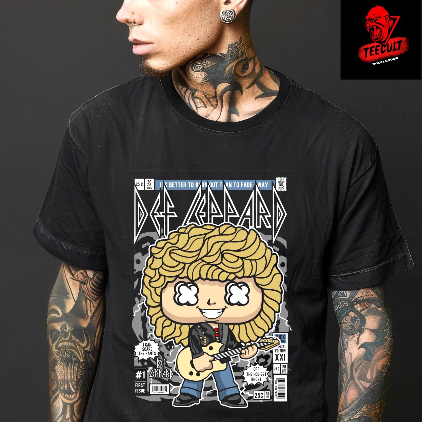 Men s and Women s T-shirts Def Leppard Classic Rock Band Funko Pop Unisex Heavy Cotton S