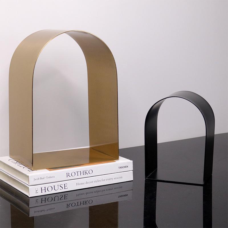 Golden Arches Geometric Hollow Semicircle Metal Handicraft Handicraft Sculpture Metal Figurine Room Decoration Accessories