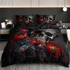 Fashion Gothic Skull Floral Duvet Cover Set - Soft Breathable HD Printing Bedding for Home Dorm Decor - Halloween Themed, Comfor