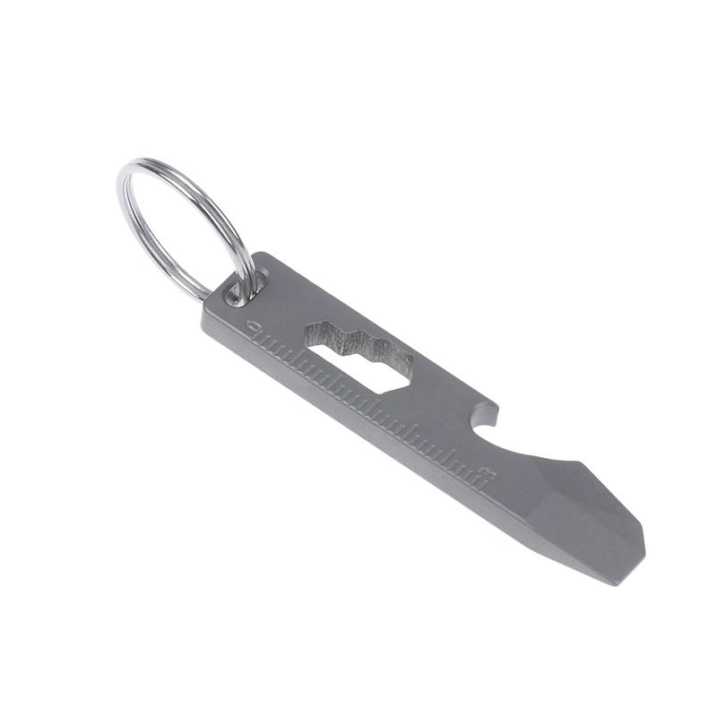 Mini Leva Apribottiglie Multifunzione in Lega di Titanio Chiave Inglese Esagonale Graduata Portachiavi Attrezzatura da Campeggio Gadget EDC per Esterno