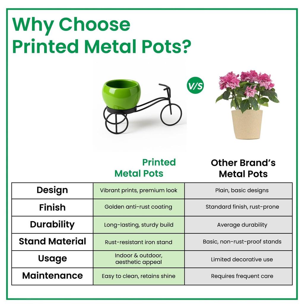 Cycle-Shaped Metal Plant Stand for Indoor & Outdoor Use, Metal Cycle Flower Vase, Decorative Iron Planter Pot Holder