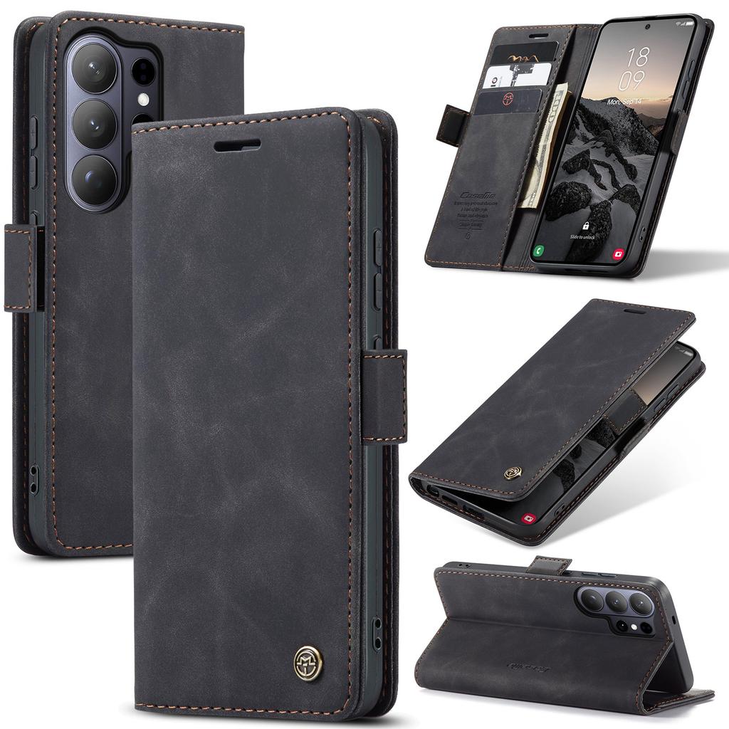 Business Cards Solt Magnet Wallet Leather Case For Samsung S26 Ultra S25 Plus S24 S23 A36 A56 A17 A07 Book Funda Stand Bag Cover
