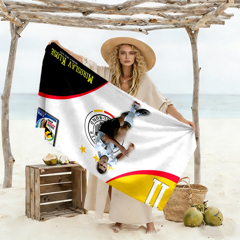 Soccer Player Action Beach Towel Super Soft & Absorbent Comfortable Lightweight Suitable for Sports, Travel, Swimming, Yoga, Bathroom, Beach, And Pool