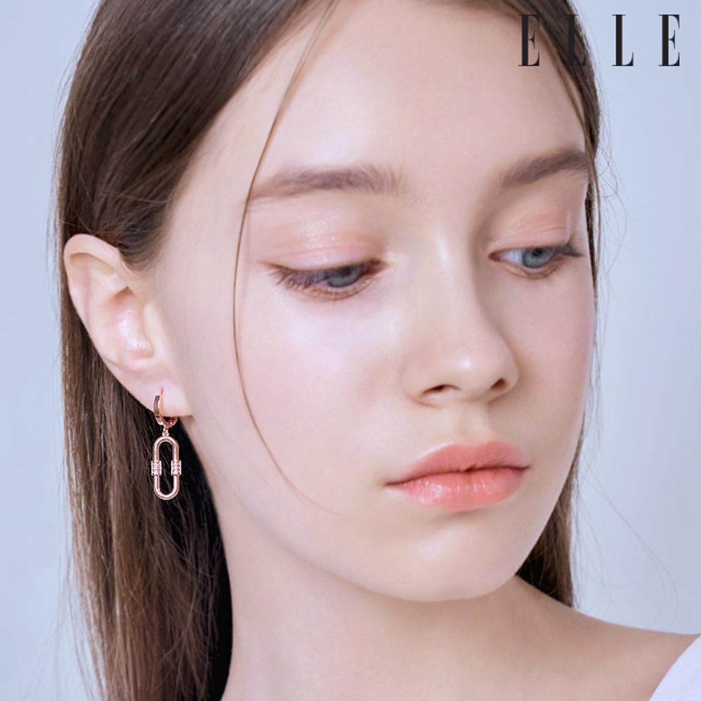 14K Fork Drop One-Touch Earrings (Gold Pin) ELGPEE439