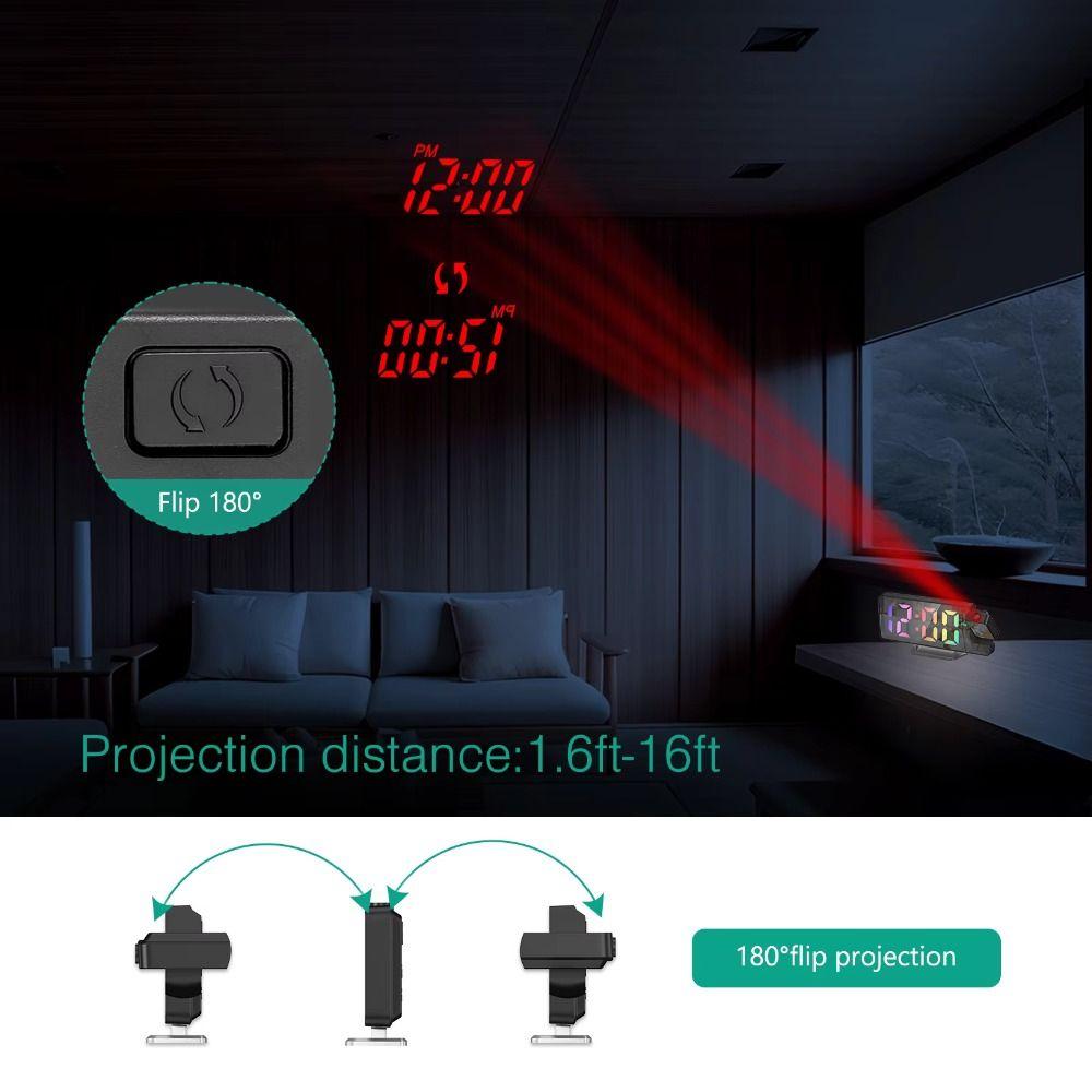 Date/Temperature Display Projection Alarm Clock Projector Ceiling Clock Table