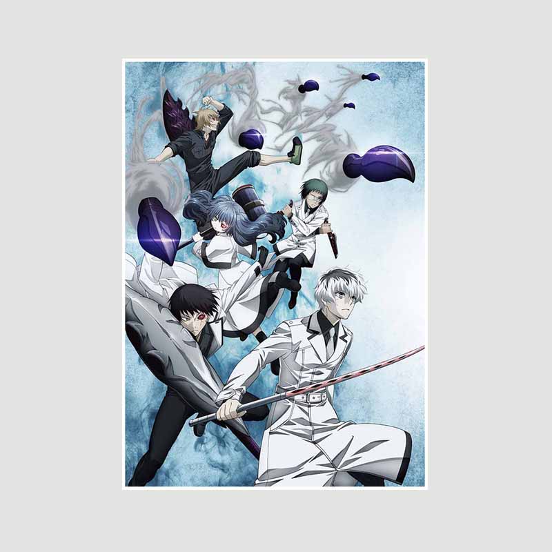 Bílý papír Plakáty a tisky Tokyo Ghoul Klasické japonské anime Nástěnné umění Malba Plakátová nástěnná malba Obrázek Manga Dárek pro fanoušky Pokojová dekorace Domácí dekorace