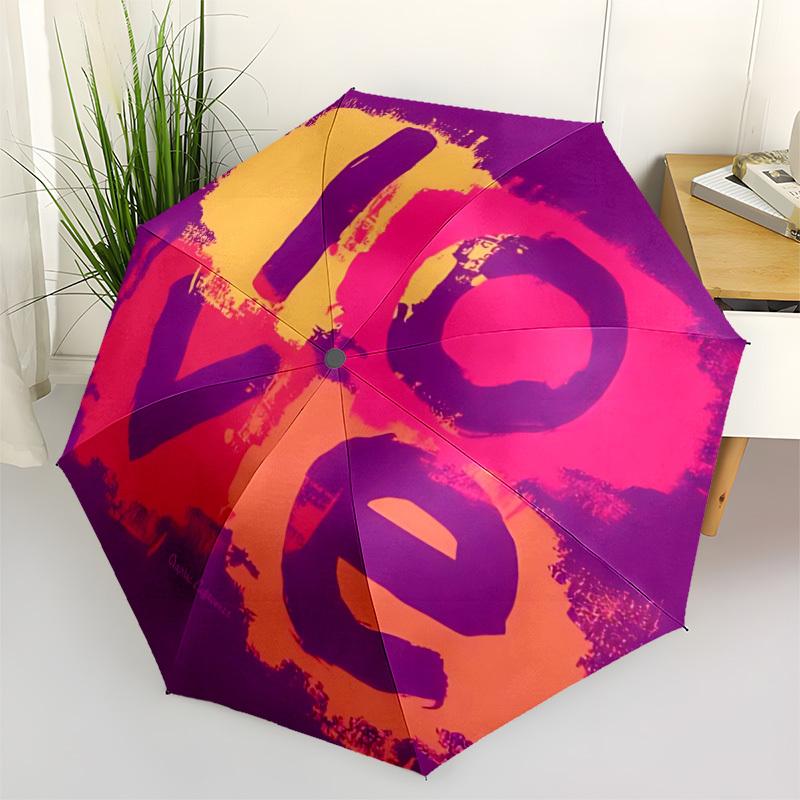 1pc Love Pattern  Automatic Umbrella | Portable 8-Rib Manual Open, Cute Birthday & Holiday Gift for Outdoor Yy260107128