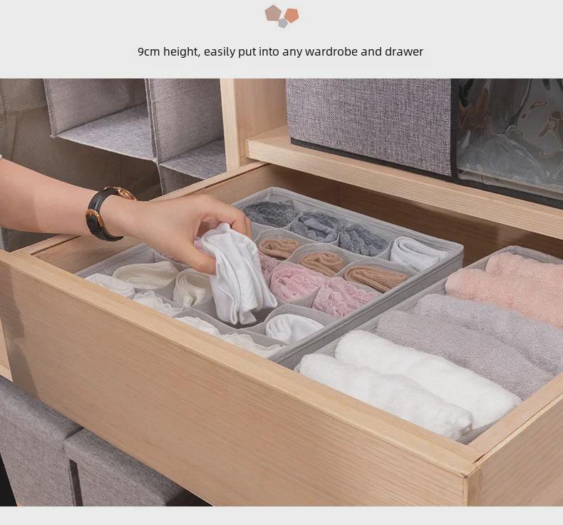 Morandi Fabric Underwear Storage Box - 3-in-1 Organizer for Bras, Socks, and More