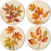 4Pcs Fall Thanksgiving Coasters Vintage Autumn Leaves Ceramic Coasters Absorbent Harvest Cup Mat for Mugs Cups Home Kitchen Office Party Table Decor
