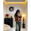 Korean Style Women's Short Lambswool Coat – Retro Thick Fur-Lined Loose Fit Motorcycle Jacket for Petite Sizes.