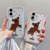Japan and South Korea Cute Teddy Bear Suitable for Apple 16 Mobile Phone Case iPhone15promax Back Plate Clamshell Bracket Case