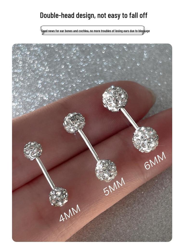 2026 Trendy Double Pearl Diamond Ball Cartilage Earrings – Elegant Stud Accessories for Women