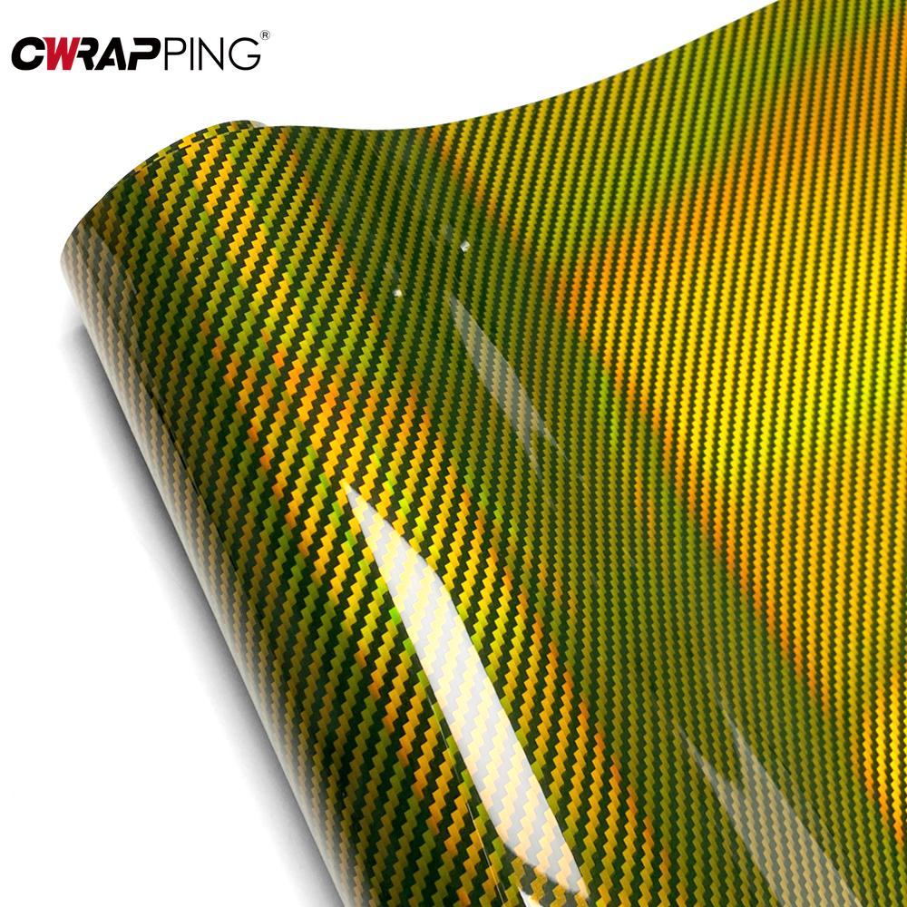 Laser Carbon Fiber Car Stickers Motorcycle Body Stickers Glossy Vinyl Wrap Films Air Release Bubble Free Decal Accessories