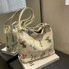 Premium Black Large-capacity Embroidered Canvas Bag Women's 2025 Spring and Summer New Casual Street Shoulder Commuter Bag