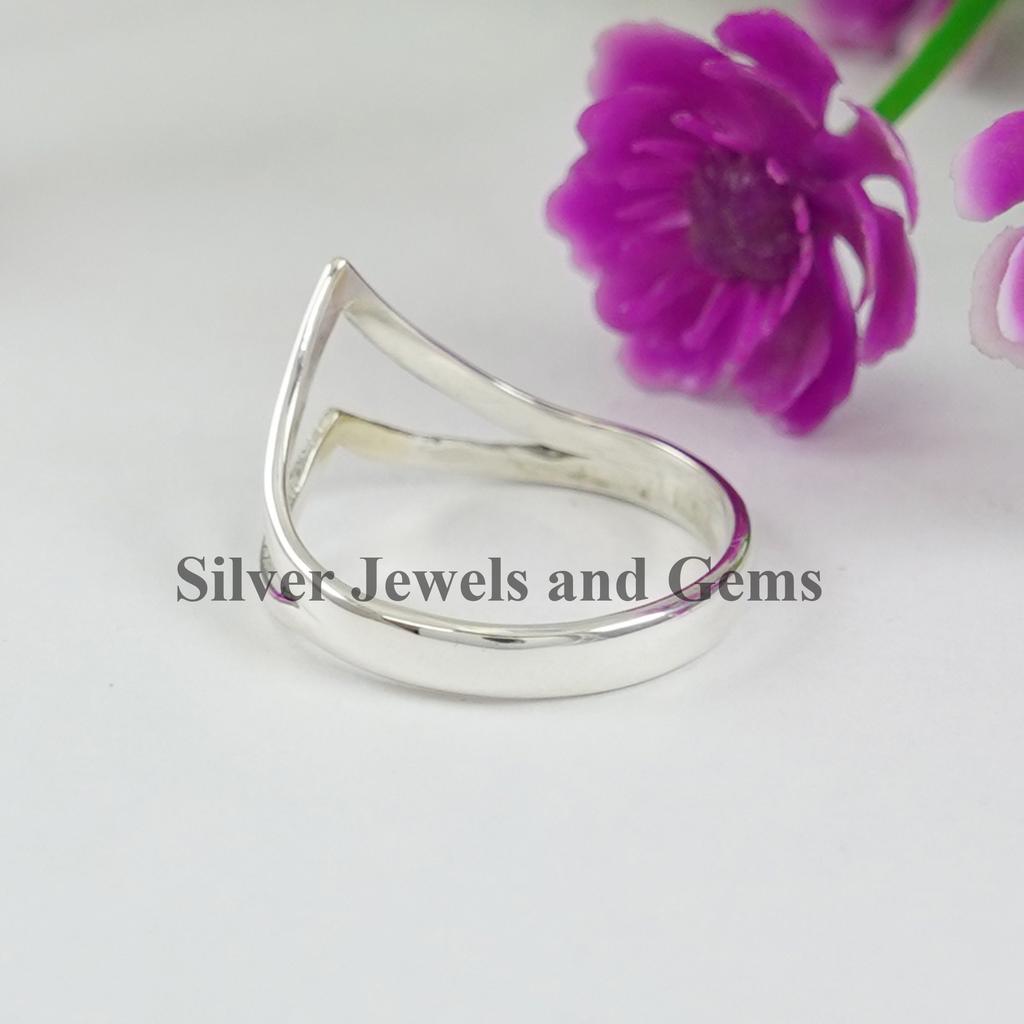 Handmade 925 Sterling Silver Chevron Ring: Double Band Thumb Ring