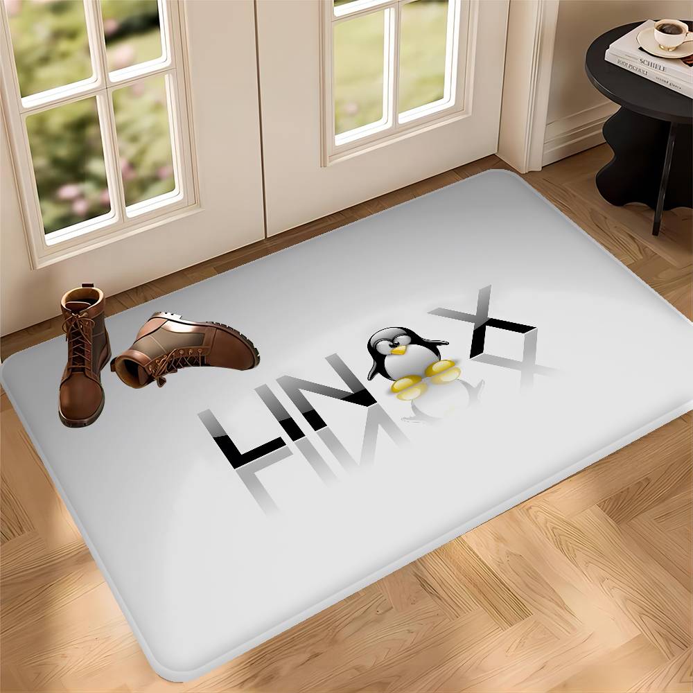 Linux Betriebssystem Tux Pinguin Anime Fußmatte Rechteckig Zuhause Weich Badezimmer Matte Eingangstür Innen Außen Matte Willkommen Fußmatte