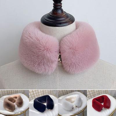 Mulheres inverno falso pele de raposa laço cachecol pele de coelho xale falso gola de pele de coelho botão escondido macio peludo