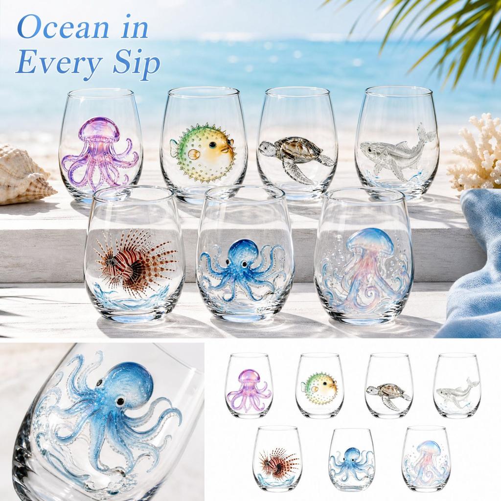 Tierprint Grifflose Glas Tasse mit, Schildkröte und Muster, Haushalts Trinkbecher und Weinglas Geschenk