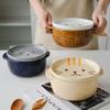 Creative Ceramic Bowls Cartoon Cat Dog Ceramic Noodle Bowls with Lids Cute Animal Soup Salad Fruit Bowl Box Decorative Tableware