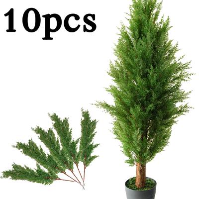 10 X Artificial Flowers Fake Green Plants Pine Tree Branch Christmas Decorations