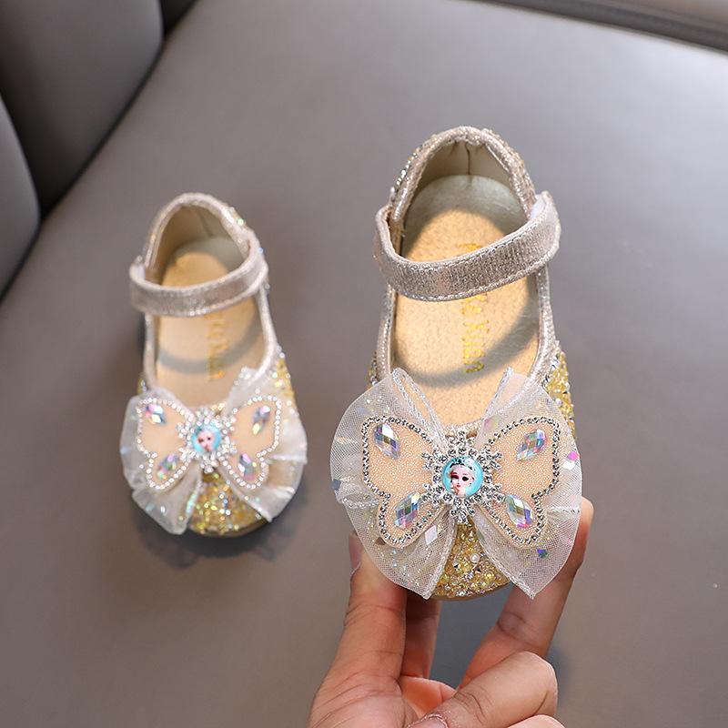 

Autumn new style ladylike baby girl girls princess rhinestone flat shoes, leather shoes, dance performance shoes 36 золотий
