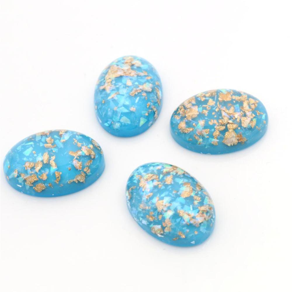 18x25mm 10pcs/Lot New Fashion Mix Color Built-in metal foil Flat back Resin Cabochons Cameo