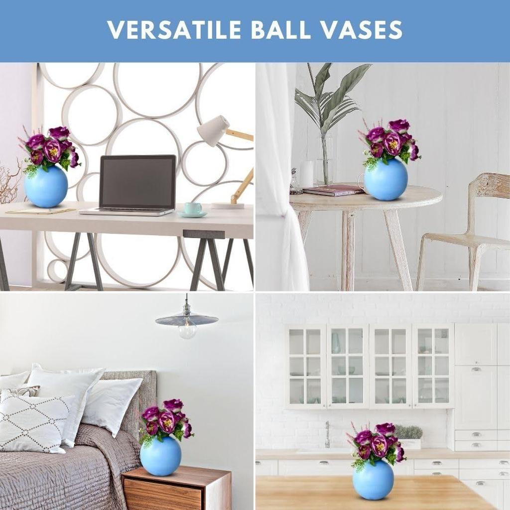 Metal Ball Vase for Home Decor|Round Flower Pot for Bedroom Living Room Office Wedding| | Best Gift |
