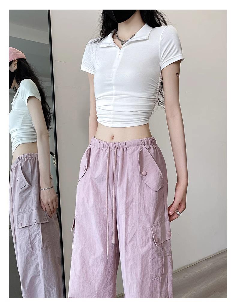 Damen Cargo Hose Rosa: Sommer 2025 Leicht Petite Schnelltrocknend Weitbein Sportlicher Stil