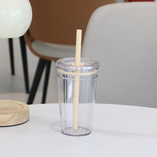 Water Cup with Lid And Straw 450ML BPA-Free Reusable Iced Coffee Cup Clear Plastic Drinkware for Tea Smoothies