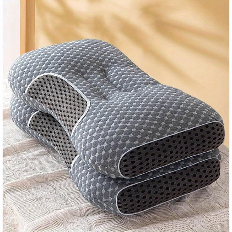 1/2 stk Cervical pute for nakkesmerter, rygg- og magsovende med pustende putetrekk, ergonomisk ortopedisk nakkestøttepute