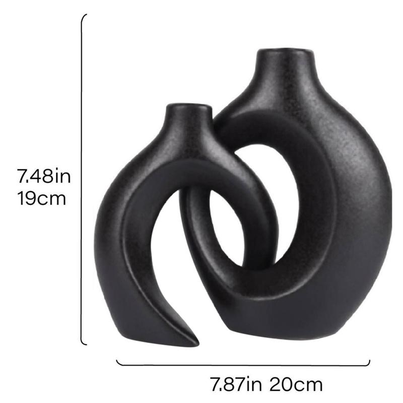 Hug Nordic Style Flower Arrangement 2-Piece White Vase Simple Flower Ornament Set High-End Design