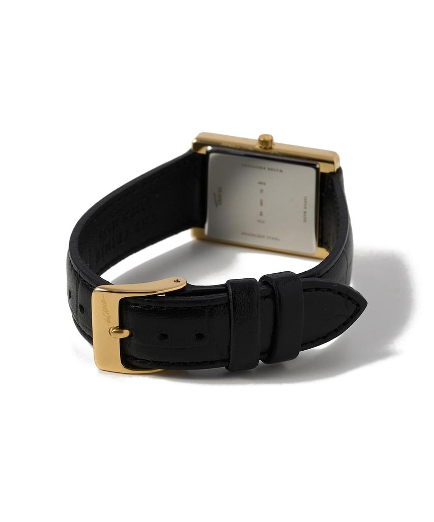 RAYS WATCH GOLD Quartz Watch with Genuine Leather Unisex Fashion Black X Size M Strap, Men's Brand, Gold, (BLACKxGOLD)