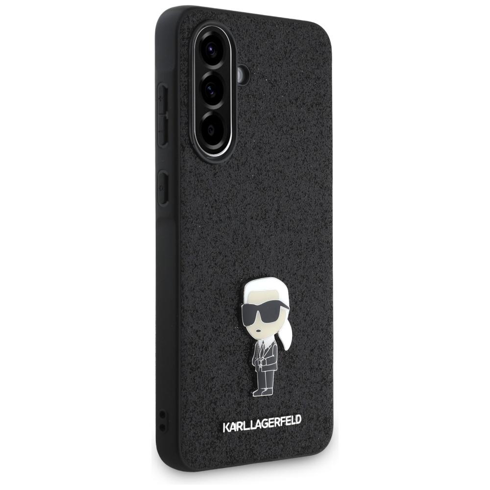 Karl Lagerfeld Fixed Glitter Ikonik Logo Metal Pin Case for Samsung Galaxy A36 Black