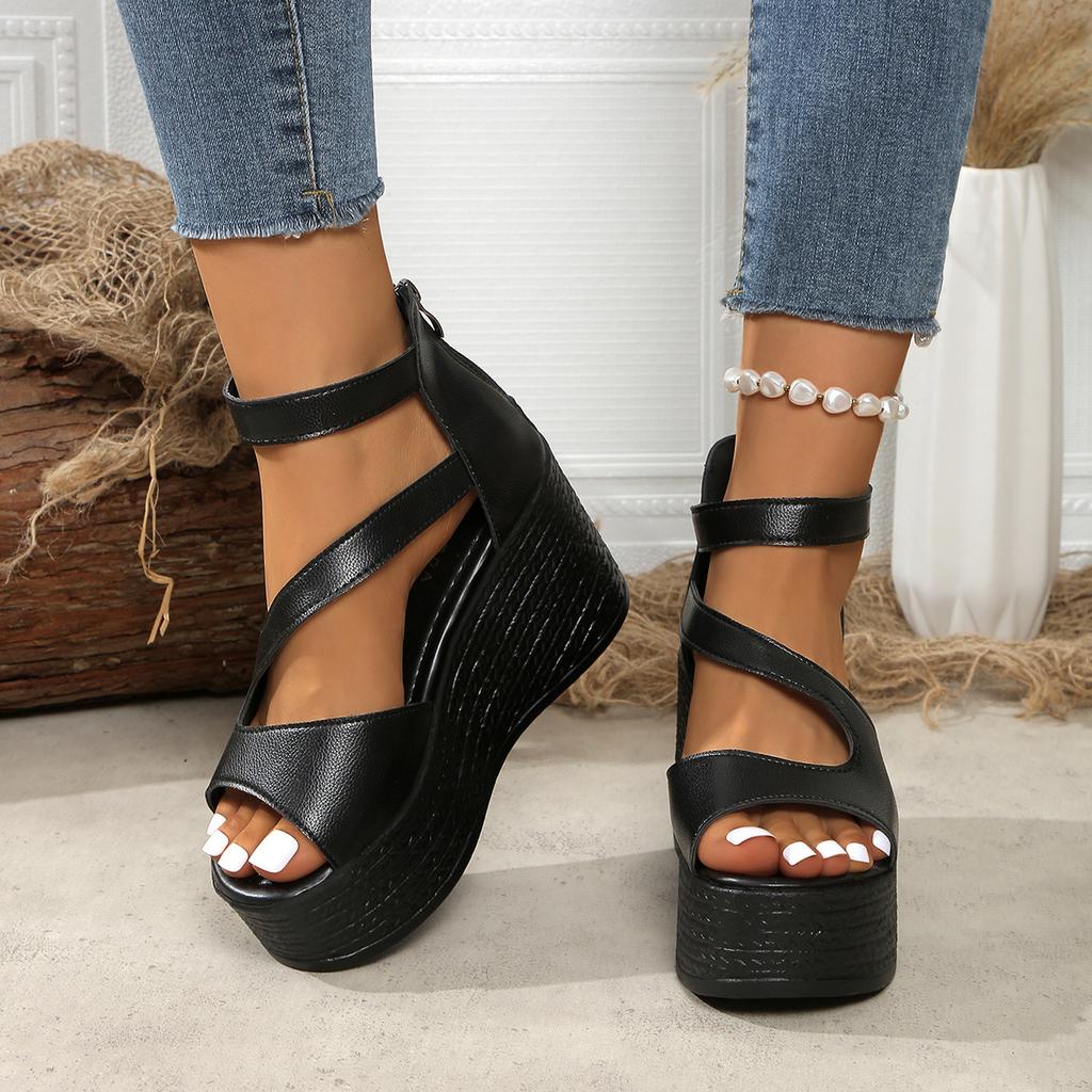 Women Wedges Sandals New Summer High Heels Sandals Women Fashion Beach Solid Platform Shoes for Women Sandalias De