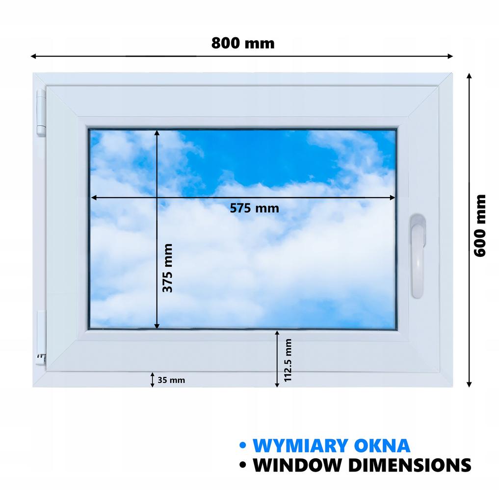 PVC-Fenster Anthrazit 80x60 Links, Neu 800x600 mm Dreh-Kipp, Zweifachverglasung