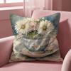 Painting Cup of Flowers Cushion Cover Multi-Scene Pillow Cover for Home & Car - Reversible, Soft & Durable for Daily Use