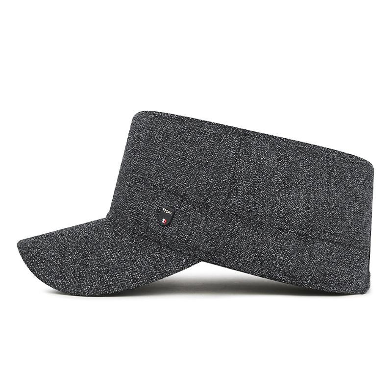 Men's Winter Hat Middle-Aged and Elderly Cold-Proof Warm Flat Top Hat Cashmere Ear Protection Cotton Hat