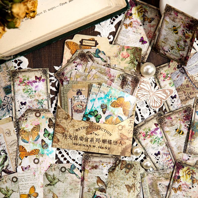 45 pcs Vintage material stickers pack decorative collage background paper material stickers Scrapbooking accessories