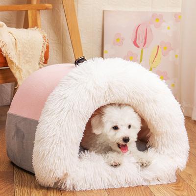 Tragbare Hundebetten, langes Plüsch-Katzennest, Winter-Hundehütte für kleine Hunde, Kätzchenbett, rutschfester Hundeschlafplatz, Hundenest, Katzenzubehör, Bett