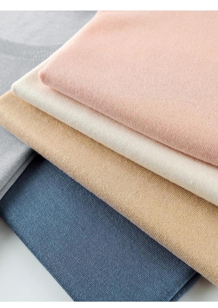Women's Slimming Wool Knit Sweater - Round Neck, Three-Quarter Sleeve, Solid Color, Korean Loose Fit for Fall & Winter