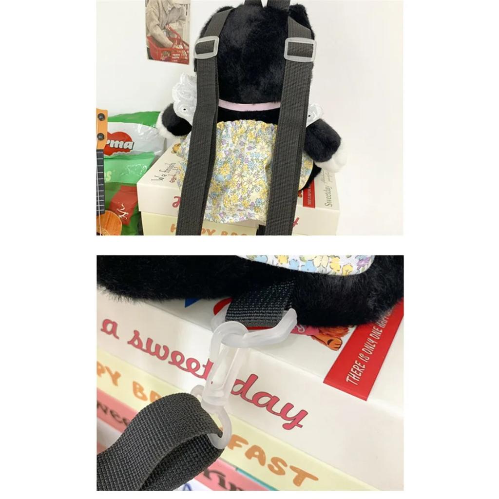 Kawaii kočičí plyšový batoh Simulace černá kočka plyšák hračka panenka Dámské módní crossbody tašky přes rameno Vánoční dárek